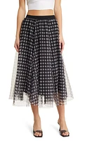 NIKKI LUND Peggy Check Mesh Skirt Black at Nordstrom,