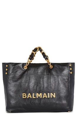 Balmain XXL 1945 Soft Crinkle Leather Tote in Black at Nordstrom