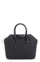 Givenchy Mini Antigona Raffia Top Handle Bag in 001-Black at Nordstrom