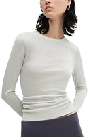 MANGO Metallic Rib Long Sleeve T-Shirt Grey at Nordstrom,