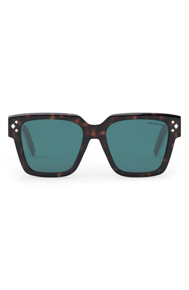 DIOR CD Diamond S3F 55mm Square Sunglasses in Havana/Other /Blue at Nordstrom