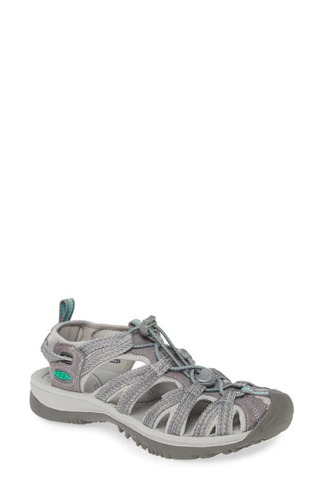 KEEN 'Whisper' Water Friendly Sport Sandal Grey/Peacock Green Fabric at Nordstrom,