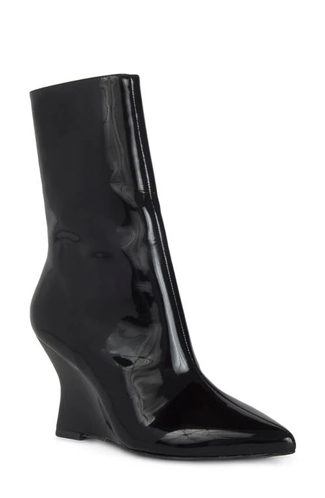 Black SUEDE STUDIO Lauren Pointed Toe Wedge Bootie Patent at Nordstrom,