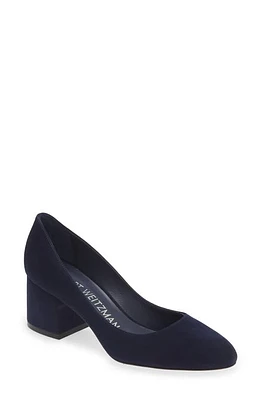 Stuart Weitzman Flareblock 60 Pump Nice Blue Suede at Nordstrom,