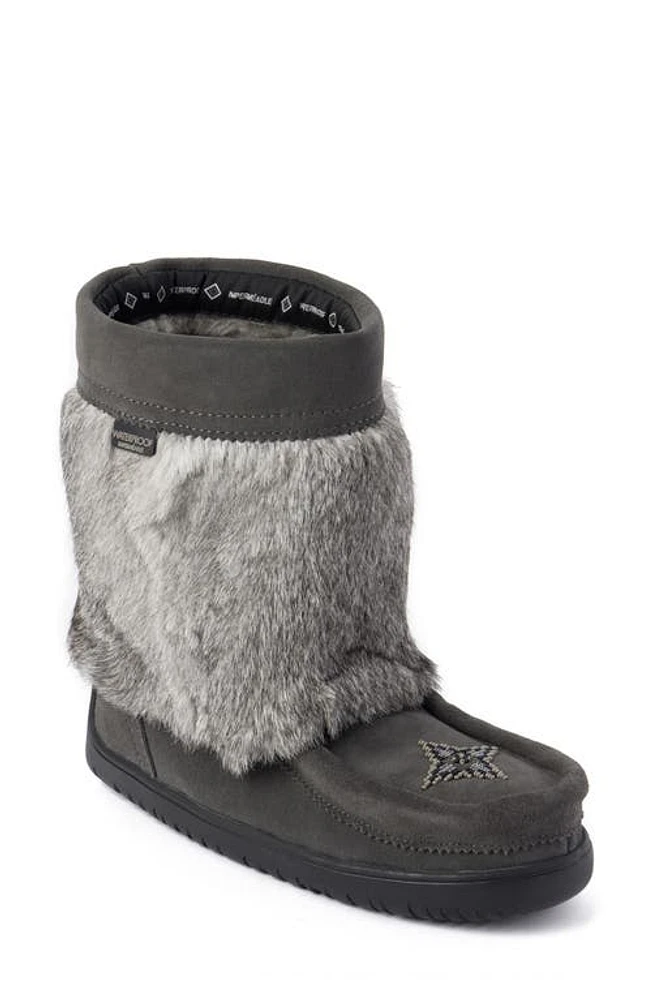 Manitobah Waterproof Boot with Faux Fur Trim Charcoal at Nordstrom,