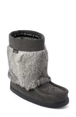 Manitobah Waterproof Boot with Faux Fur Trim Charcoal at Nordstrom,