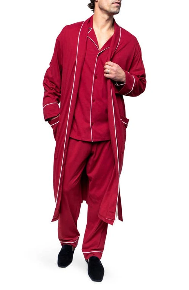 Petite Plume Men's Luxe Pima Cotton Robe Bordeaux at Nordstrom,