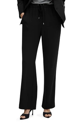 MANGO Straight Leg Drawstring Pants Black at Nordstrom,