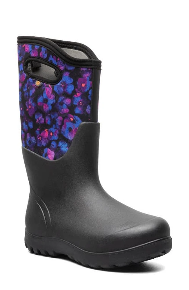 Bogs Neo Classic Petals Waterproof Insulated Rain Boot Black Multi at Nordstrom,