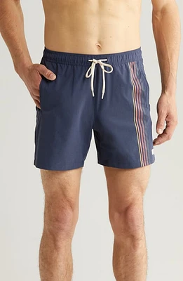 Marine Layer Saturday Stripe Elastic Waist Sport Shorts Mood Indigo at Nordstrom,