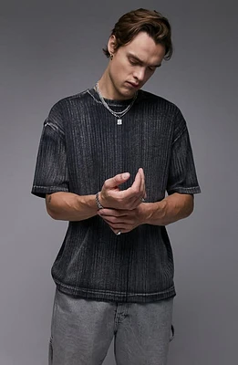 Topman Oversize Cotton Blend Rib T-Shirt Black at Nordstrom,