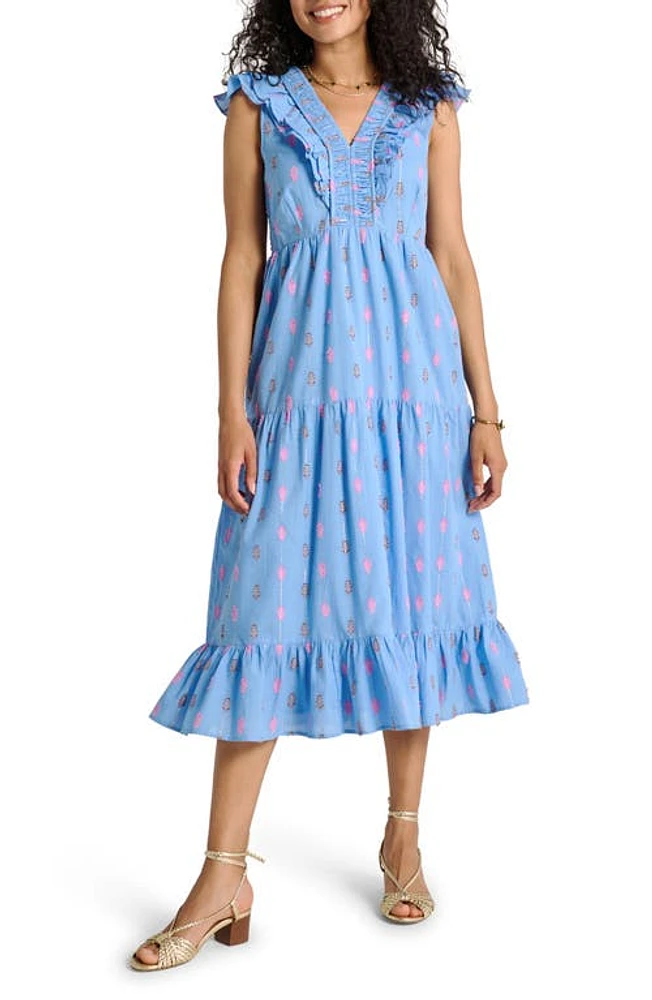 Hatley Aria Ruffle Cotton Blend Tiered Midi Dress Provence at Nordstrom,