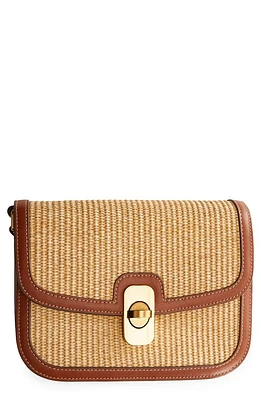 MANGO Raffia Shoulder Bag in Leather at Nordstrom