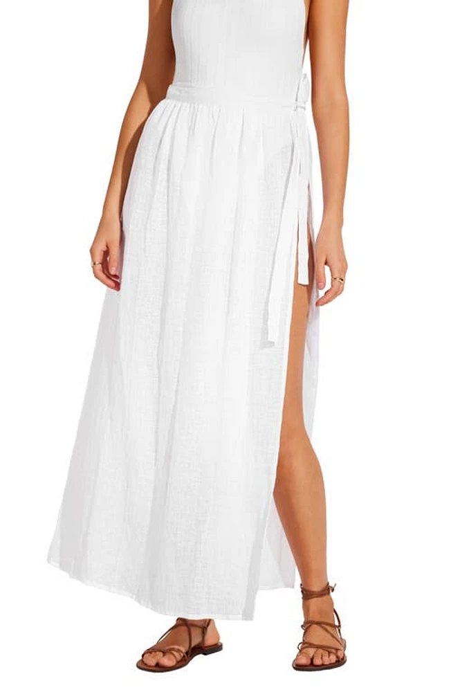 Vitamin A Vera Linen Cover-Up Wrap Maxi Skirt White Eco at Nordstrom,