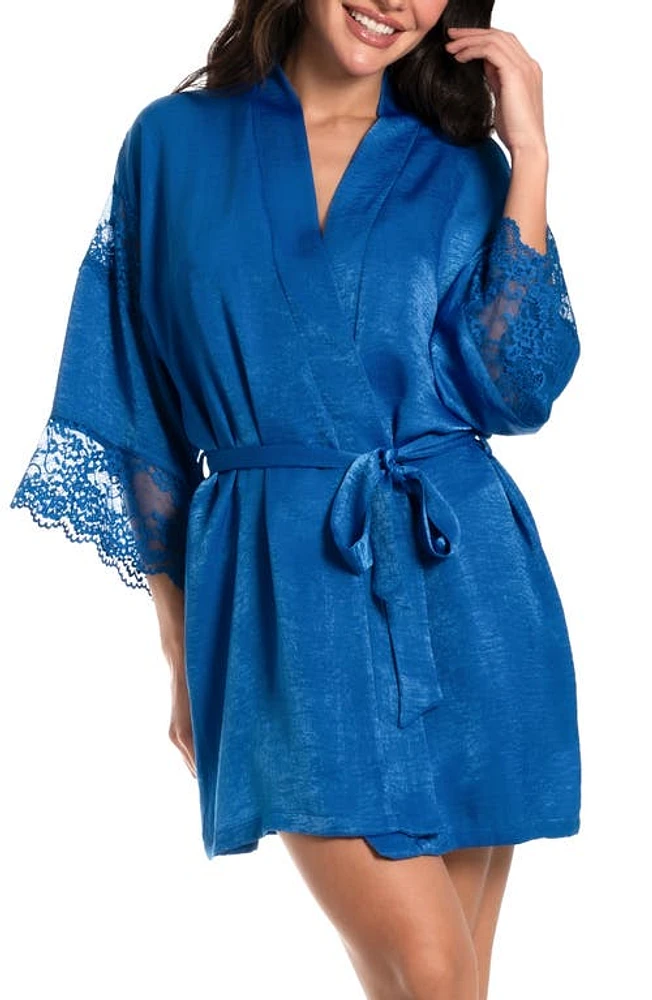 Bloom by Jonquil Lace Trim Satin Wrap True Blue at Nordstrom,