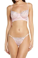 Coquette Underwire Lace Bra & Thong Set Pink at Nordstrom,