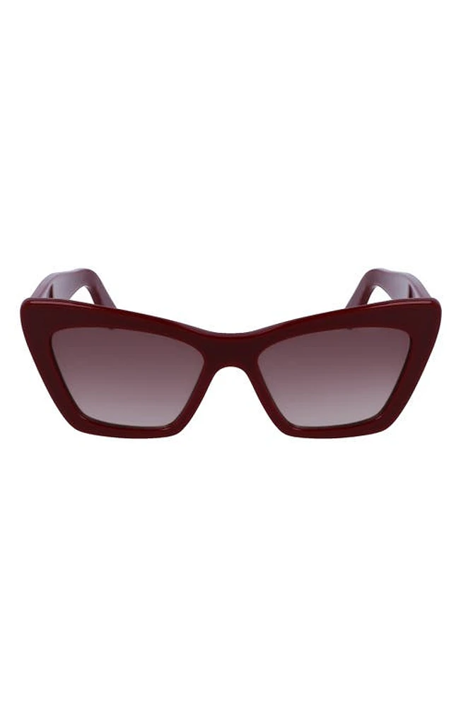 FERRAGAMO 55mm Gradient Rectangular Sunglasses in Bordeaux at Nordstrom