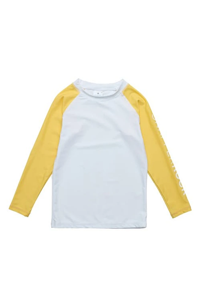 Snapper Rock Kids' Colorblock Long Sleeve Rashguard Top White at Nordstrom,