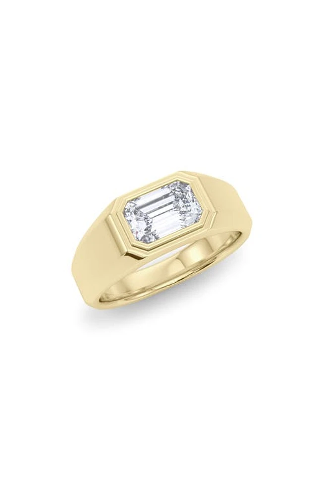 HauteCarat Men's Emerald Cut Lab Created Diamond Signet Ring in 18K Gold at Nordstrom