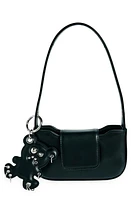 Justine Clenquet Dylan Faux Leather Shoulder Bag with Teddy Bear Bag Charm in Black W/Teddy at Nordstrom