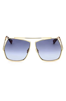 Max Mara 64mm Gradient Geometric Sunglasses in Shiny Gold /Gradient Blue at Nordstrom