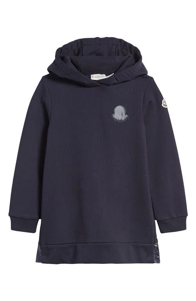 Moncler Kids' Logo Hoodie Dress Blue Navy at Nordstrom,