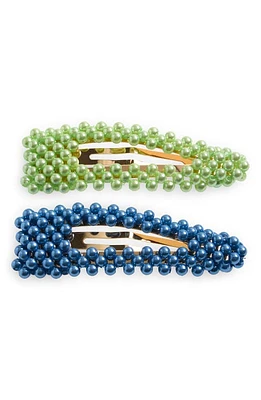 BP. 2-Pack Assorted Beaded Hair Clips in Blue- Green at Nordstrom