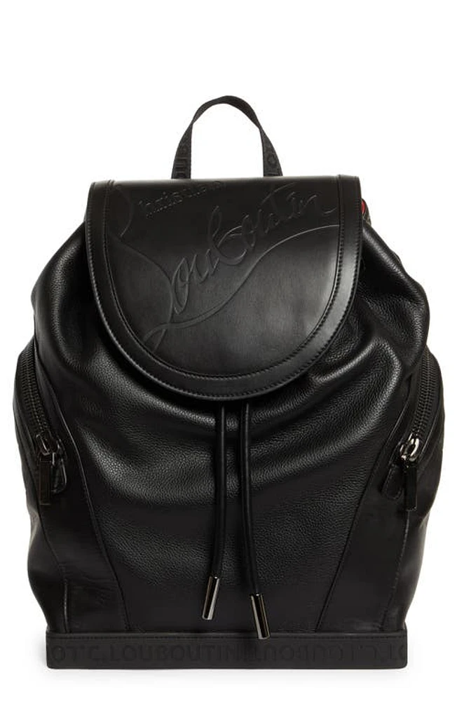 Christian Louboutin Small ExploraFunk Empire Leather Backpack in Black/Black/Black at Nordstrom