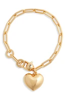 Jenny Bird Puffy Heart Charm Paper Clip Chain Bracelet in High Polish Gold at Nordstrom