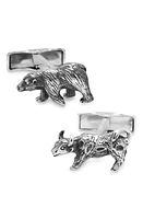 Cufflinks, Inc. Bull & Bear Sterling Silver Cuff Links in Silver Bear & Bull at Nordstrom