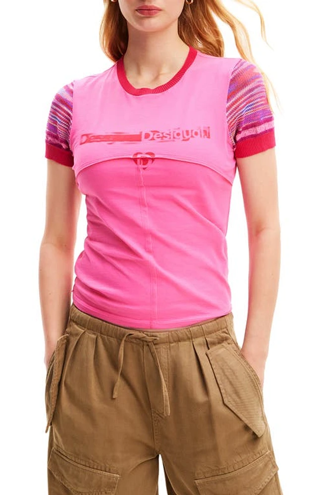 Desigual Seamed Logo T-Shirt Pink/Red at Nordstrom,