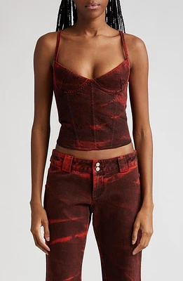 Miaou Kiki Denim Corset Top Red at Nordstrom,