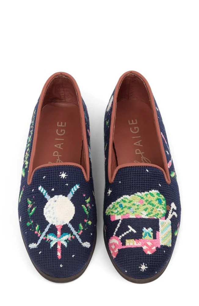 ByPaige Needlepoint Christmas Golf Flat Blue at Nordstrom,