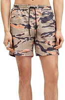 AllSaints Solar Camo Swim Trunks Washed Black at Nordstrom,