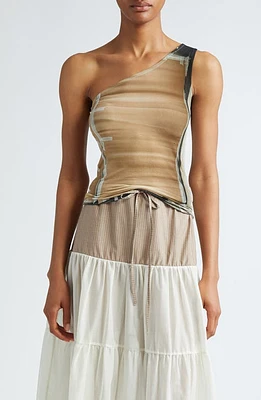 Paloma Wool Colu Construction Print One-Shoulder Top Brown at Nordstrom,