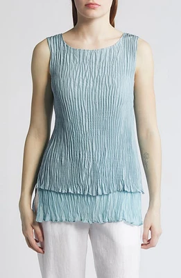 Eileen Fisher Crinkled Silk Reversible Sleeveless Top Seafoam at Nordstrom,