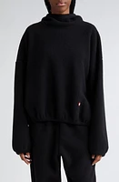 Alexander Wang Apple Patch Oversize Wool Blend Fleece Hoodie Black at Nordstrom,