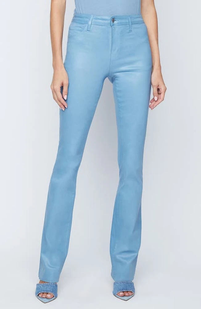 L'AGENCE Ruth Coated High Waist Raw Hem Straight Leg Jeans Blue Mist at Nordstrom,