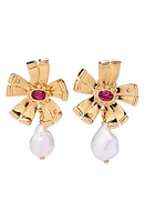 Lizzie Fortunato Lotus Freshwater Pearl Drop Earrings in Gold Multi at Nordstrom