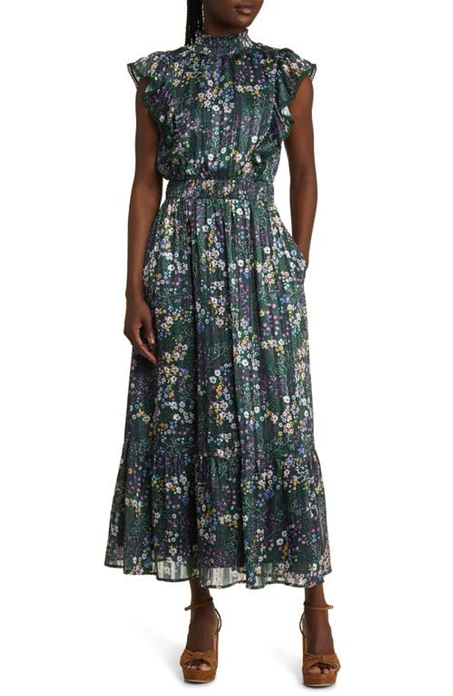 Lost + Wander Love Story Floral Print Cap Sleeve Dress in Green-Multi at Nordstrom, Size X-Small