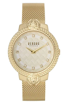 VERSUS Versace Montorgueil Crystal Index Mesh Strap Watch