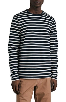 rag & bone Breton Stripe Long Sleeve Pima Cotton T-Shirt Navymult at Nordstrom,