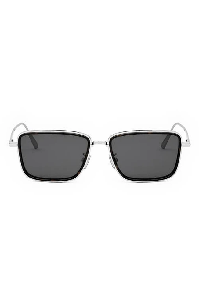 'DiorBlackSuit S9U 53mm Rectangular Sunglasses in Shiny Palladium /Smoke at Nordstrom