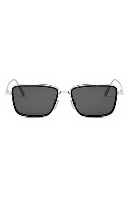 'DiorBlackSuit S9U 53mm Rectangular Sunglasses in Shiny Palladium /Smoke at Nordstrom