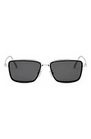 'DiorBlackSuit S9U 53mm Rectangular Sunglasses in Shiny Palladium /Smoke at Nordstrom