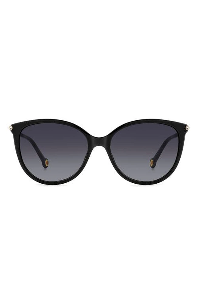 Carolina Herrera 57mm Round Sunglasses in Black Gold at Nordstrom