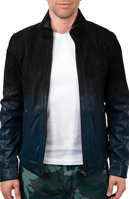 Maceoo Lambskin Leather Jacket Blue at Nordstrom,