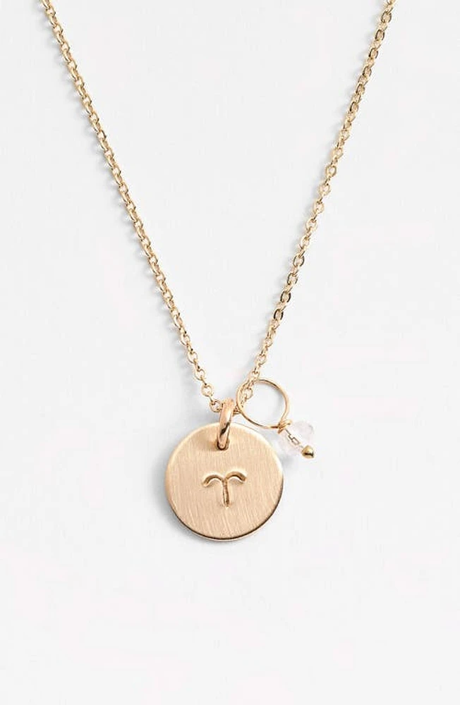 Nashelle 14k-Gold Fill & Semiprecious Birthstone Zodiac Mini Disc Necklace in Aries at Nordstrom