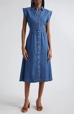 Veronica Beard Ruben Denim Midi Shirtdress Cornflower at Nordstrom,