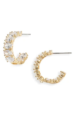 Nordstrom Oval Cubic Zirconia Inside Out Hoop Earrings in Clear- Gold at Nordstrom